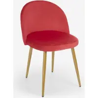 AHD Amazing Home Design Chaise moderne fauteuil velours cuisine salle à manger salon pieds dorés Bert - Rouge