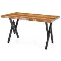 Xl Moebel Gmbh Table de jardin Table de salle à manger en bois en acier inoxydable Table avec bord en forme d'arbre