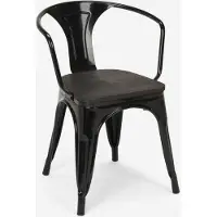 AHD Amazing Home Design chaises métal bois style industriel pour bar cuisine steel wood arm - Noir
