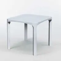 GRAND SOLEIL Table de bar d'extérieur en poly rotin 80x80 Olè - Blanc