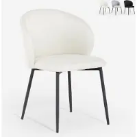 AHD Amazing Home Design Chaise de salle à manger et de cuisine moderne en tissu design Kadim - Blanc