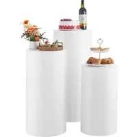 StarTech.com Colonnes décoratives Présentoir à fleurs - Set de socles cylindriques 3 pièces - Hauteurs 60/75/90 cm - Capacité de charge 15 kg - Podiums ronds - Avec couvercle en PVC - Blanc