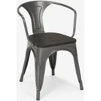 AHD Amazing Home Design chaises métal bois style industriel pour bar cuisine steel wood arm - Dark Grey