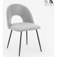 AHD Amazing Home Design Elégante chaise en tissu rembourrée pour le salon et la salle à manger Sarwa - Gris clair