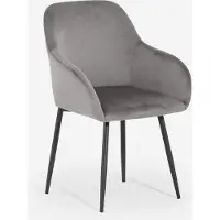 AHD Amazing Home Design Chaise en velours Karta avec accoudoirs pour la salle à manger - Gris