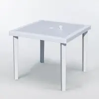 GRAND SOLEIL set de 12 tables de bar Gruvyer carrées en polyrattan 90x90 cm - Blanc