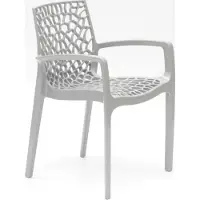 GRAND SOLEIL lot de 22 chaises Gruvyer Arm en polypropylène poli avec accoudoirs - Gris