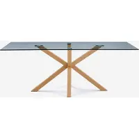 AHD Amazing Home Design Table 200x100cm design en verre et bois avec pieds croisés Horo