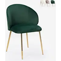 AHD Amazing Home Design Chaise de salle à manger moderne en velours avec pieds dorés Dhera - Vert foncé