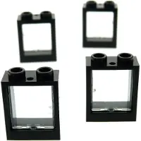 LEGO 4x fenêtre cadre 1x2x2 noir vitre transparent blanc 60601 60592c01