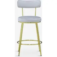 AHD Amazing Home Design Tabouret Bar Cuisines en velours avec dossier et pieds dorés Kraven - Gris