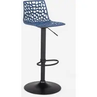 GRAND SOLEIL Tabouret de bar réglable avec base noire mate Spider Matt - Bleu