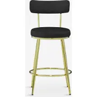 AHD Amazing Home Design Tabouret Bar Cuisines en velours avec dossier et pieds dorés Kraven - Noir