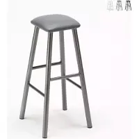 AHD Amazing Home Design Tabouret industriel en métal avec coussin en similicuir Hardness - Gris