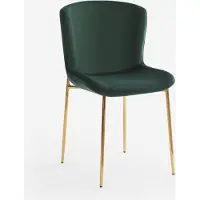 AHD Amazing Home Design Chaise tissu design salle à manger avec pieds dorés Virin - Vert foncé