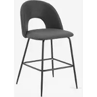 AHD Amazing Home Design Tabouret de bar et de cuisine moderne avec dossier en tissu Tiren - Gris foncé