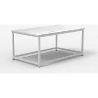 AHD Amazing Home Design Table basse contemporaine 100x60x45cm effet marbre Corniola - Blanc