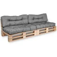 Bananair Coussins Palette lot x2 en polyester 120x80cm/120x40cm Gris