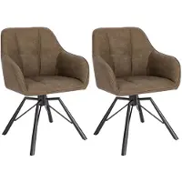 Happyment Lot de 2 chaises de salle à manger pivotantes - Chaises confortables rembourrées avec accoudoirs & dossier - Pour la cuisine, le salon & le restaurant