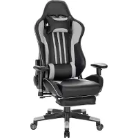 Happyment Luxe Gaming Chair - Avec repose-pieds - Rayures rouges - Réglable en hauteur - Chaise de bureau ergonomique - Similicuir