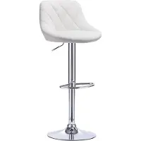Happyment Tabouret de bar Nero Deluxe Industrial - Blanc - Réglable en hauteur - Avec dossier - Similicuir - Chaise de bar - Chaise de cuisine - Design moderne - 1 pièce