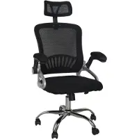 Happyment Chaise de bureau ergonomique Deluxe - Avec appui-tête - Réglable en hauteur - Linge - Noir - Pour adultes - Supporte jusqu'à 200 kg