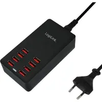 Logilink Adaptateur de charge USB de bureau 8 x port USB 44 W noir (boîte pliante de 1)
