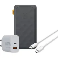 Xtorm Batterie externe 67 W Fuel Series 5 45 000 mAh + chargeur domestique 67 W GaN2 Ultra + câble USB-C vers USB-C essentiel