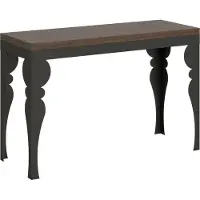 Itamoby - Table extensible portefeuille 120/200x45/90 cm Paxon Double noyer cadre anthracite