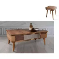 AEA Table de salon en bois Royal Table basse moderne Table d'appoint