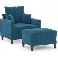 Syfax Fauteuil avec repose-pied Bleu 60 cm Velours