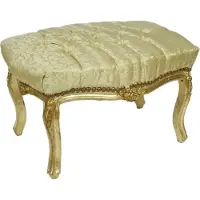 Casa Padrino Tabouret baroque or à motifs / or 60 x 40 x H. 35 cm - Tabouret baroque fait main avec pierres scintillantes - Meubles de style baroque