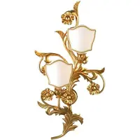 Casa Padrino Luxus Barock Wandleuchte Gold / Weiß 35 x 14 x H. 67 cm - Lampe murale en métal faite à la main avec abat-jour - Barock Wandleuchten