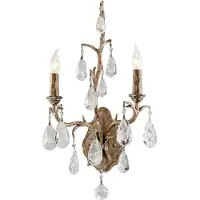 Casa Padrino Luxus Barock Doppel Wandleuchte Bronze 28 x 15,3 x H. 53,3 cm - Lampe murale en fer forgé faite à la main avec suspensions en cristal vénitien noble en forme de goutte