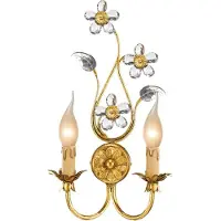 Casa Padrino Luxus Barock Doppel Wandleuchte Gold mit Patina 24 x 12 x H. 43 cm - Lampe murale élégante de style baroque - Luminaires baroques - Qualité de luxe - Italy