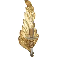 Casa Padrino Luxus Barock Wandleuchte Gold 16 x 16 x H. 40 cm - Elégante lampe murale en métal en forme de feuille et boule décorative - Luminaires baroques