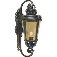 Casa Padrino Baroque Applique murale d'extérieur Noir antique / Bronze / Ambre 30 x 35 x H. 69 cm - Lampe d'extérieur nostalgique pour balcon, jardin et terrasse - Luminaires d'extérieur nostalgiques