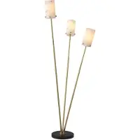 Casa Padrino Lampadaire de luxe Laiton antique / noir / albâtre Ø 28 x H. 167 cm - Lampadaire moderne avec pied de lampe en marbre et abat-jour rond en albâtre - Luminaires de luxe
