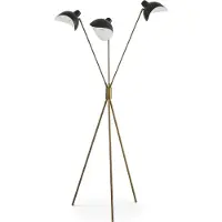 Casa Padrino Lampadaire de luxe Laiton antique / Noir 87 x 87 x H. 180 cm - Lampadaire élégant à trois pieds dans le style des années 50 - Collection de luxe