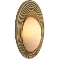 Casa Padrino Applique de luxe vintage laiton / albâtre 25 x 10 x H. 45 cm - Applique ovale - Applique de salon - Applique d'hôtel - Applique de restaurant - Luminaires de luxe