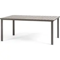 Idea New Garden Srl Table d'extérieur rectangulaire 180x78 cm, structure acier et lames effet bois, 8 places, style contemporain pour jardin ou terrasse - THOMAS - Beige