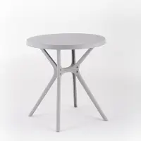 Idea New Garden Srl Table ronde Ø70 cm en polypropylène avec fibre de verre - design moderne, robuste et léger pour le jardin, la terrasse, les bars et les restaurants - IVAN - Gris clair