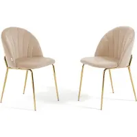 Idea New Garden Srl Lot de 2 chaises de salle à manger en velours avec pieds en métal, rembourrées, design élégant pour cuisine, salle à manger, chambre, bureau ou restaurant SONIA - Crème/Doré
