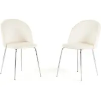 Idea New Garden Srl Lot de 2 chaises de salle à manger rembourrées, pieds en métal, design élégant pour cuisine, salle à manger, bar et restaurants SARA - Blanc/Argent