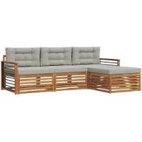 vidaXL Ensemble de canapés d'extérieur avec coussins, couleur naturelle et gris clair