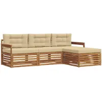 vidaXL Ensemble de salon de jardin, 4 pièces, couleurs naturelles et beige