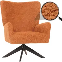 Mendler Fauteuil lounge HWC-N65, fauteuil cocktail fauteuil rembourré fauteuil relax, pivotant, tissu/textile chenille métal terracotta