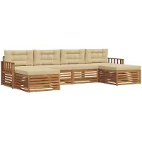vidaXL Ensemble de canapés 6 pièces Naturel et beige Bois massif Acacia