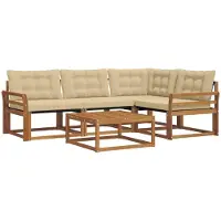 vidaXL Ensemble de canapés d'extérieur avec coussins 5 pièces Nature et Beige