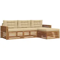 vidaXL Ensemble de canapés d'extérieur , couleur naturelle et beige, 257,5 x 162,5 x 73 cm